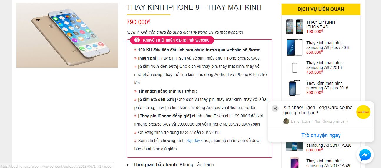thay kinh iphone 8