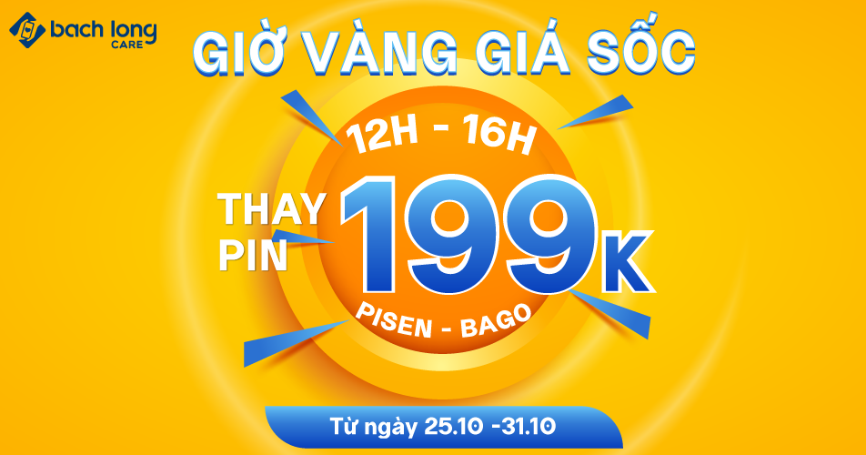 Giờ Vàng Thay Pin Bago, Pisen iPhone chỉ 199K. Áp dụng 12h – 16h hàng ngày