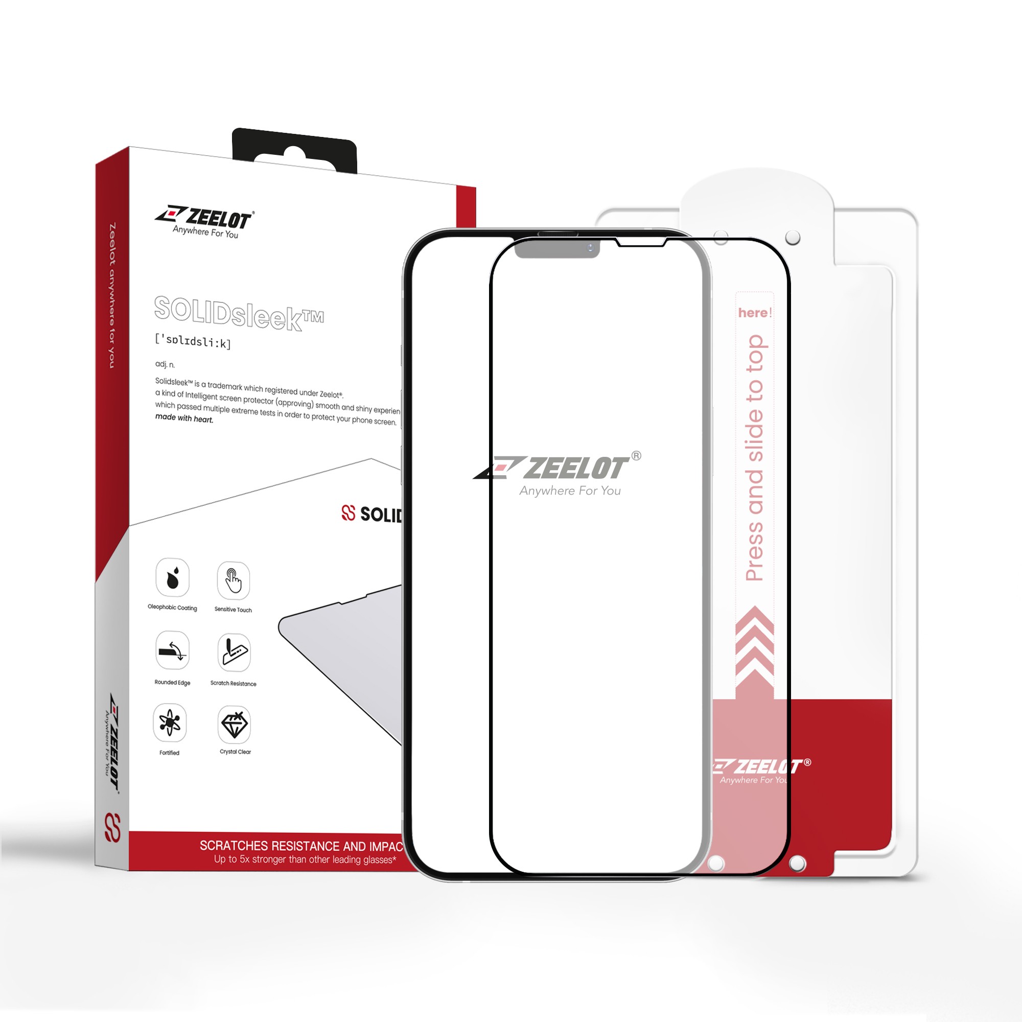 Cường lực dán chống vân tay ZEELOT SOLID SLEEK có viền đen iPhone 13 PRO MAX